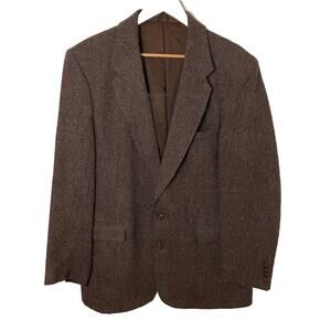 VTG John Henry Brown Wool Tweed Slim Fit Sports Coat Blazer Jacket Men’s Sz 44L